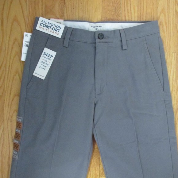 DOCKERS MEN'S SIZE 28 X 30 PANTS EASY KHAKI GRAY SLIM FIT ALL MOTION COMFORT NWT - Picture 2 of 14